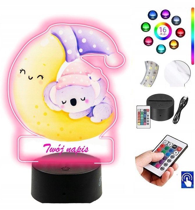 Lampka na biurko UV Koala Księżyc Miś LED PLEXIDO