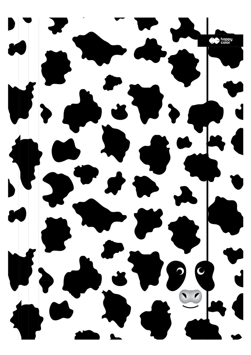 Happy Color, Teczka A4+ Kartonowa Z Gumką Black White Krowa Happy Color,