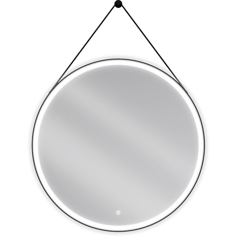 Mexen Reni lustro łazienkowe podświetlane, okrągłe 90 cm, LED 6000K, antypara, czarna rama