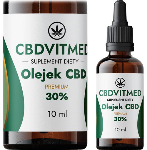 Cbdvitmed, Olejek Konopny CBD 30% Certyfikowany Premium, 10ml