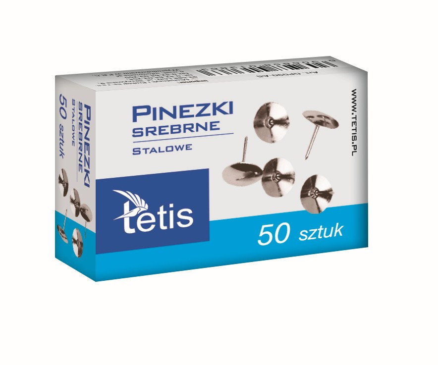 Tetis, Pinezki Srebrne 50 Szt Paczka 10 Sztuk