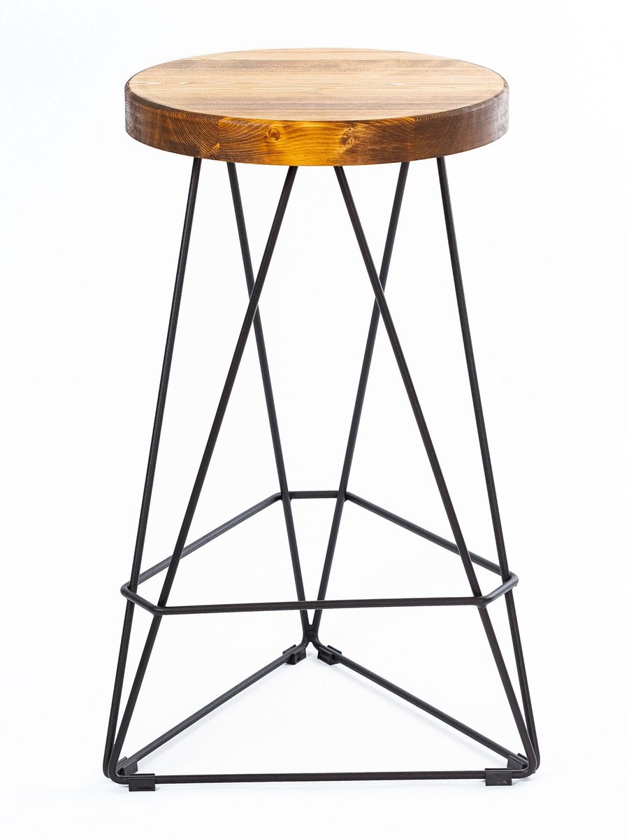 Hoker barowy loft 64 cm- typ trójkąt -jasne drewno