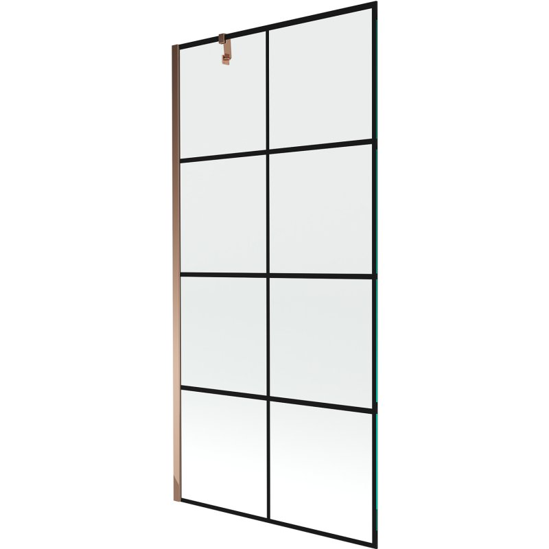 Mexen Next parawan nawannowy 1-skrzydłowy 90 x 150 cm, czarny wzór, różowe złoto
