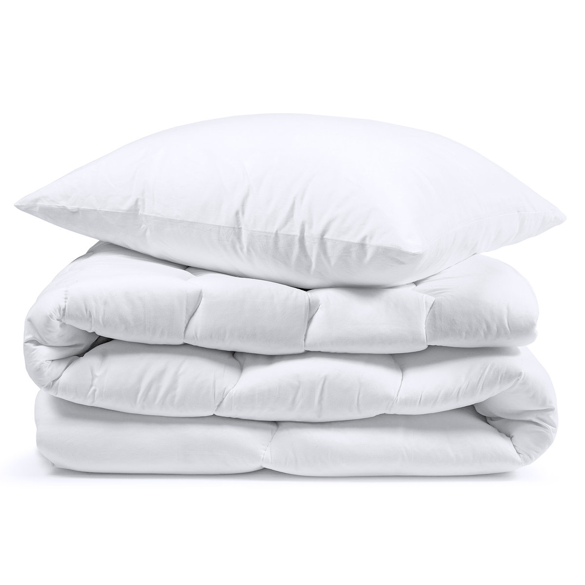 Kołdra zimowa 135x200 cm - Ciepła pikowana pościel do spania biała w zestawie z poduszką 80x80 cm