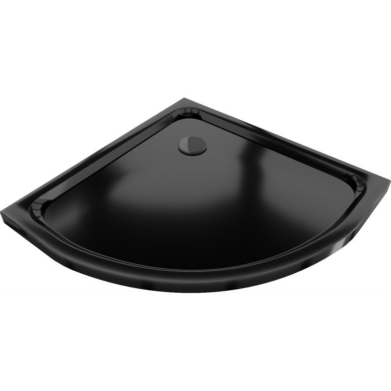 Mexen Flat brodzik półokrągły slim 70 x 70 cm, czarny, syfon czarny