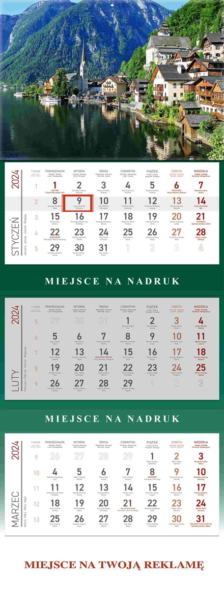 Kalendarz 2024 Trójdzielny Górskie Jezioro