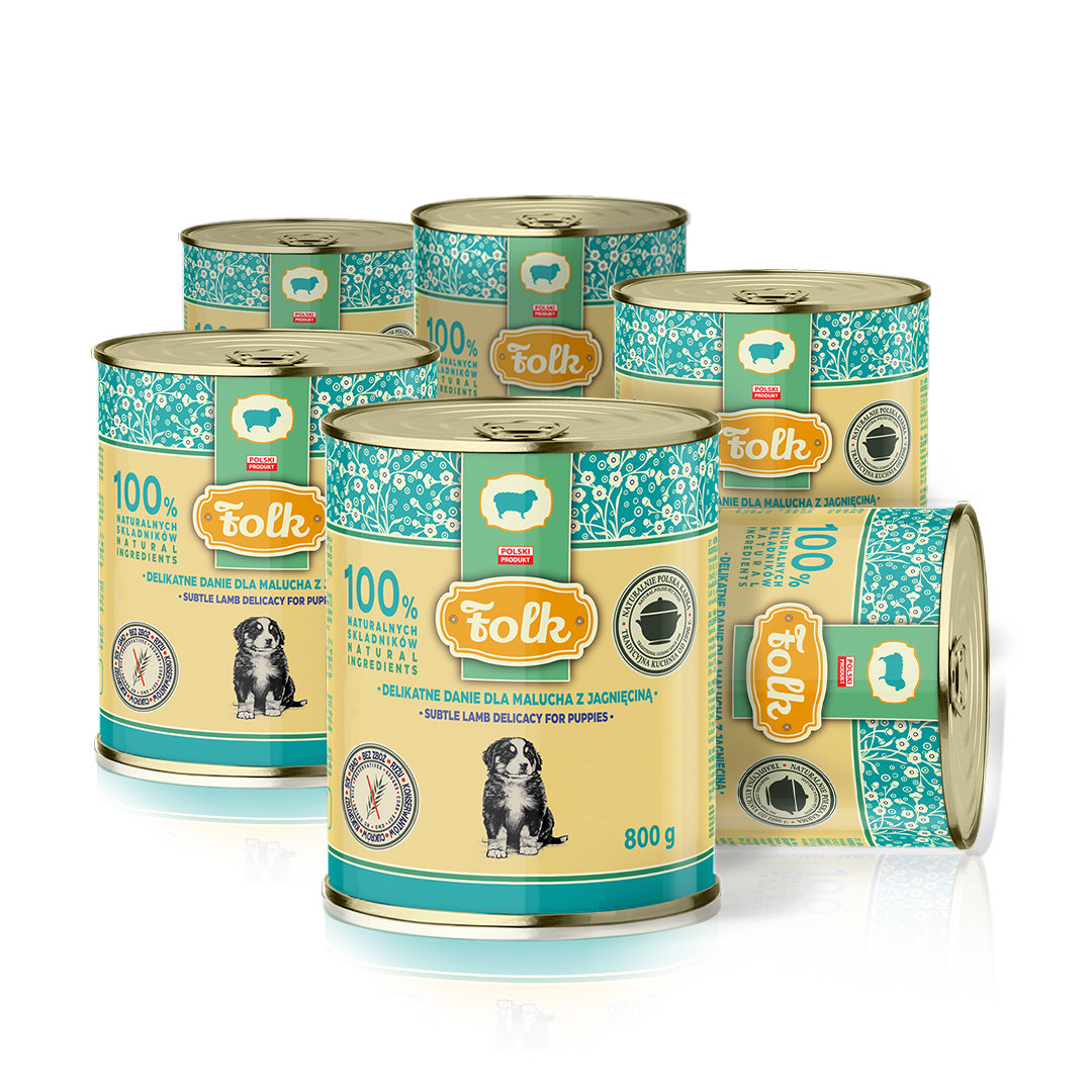 Karma mokra dla psa FOLK Junior Delikatne danie dla malucha z jagnięciną 6 x 800 g