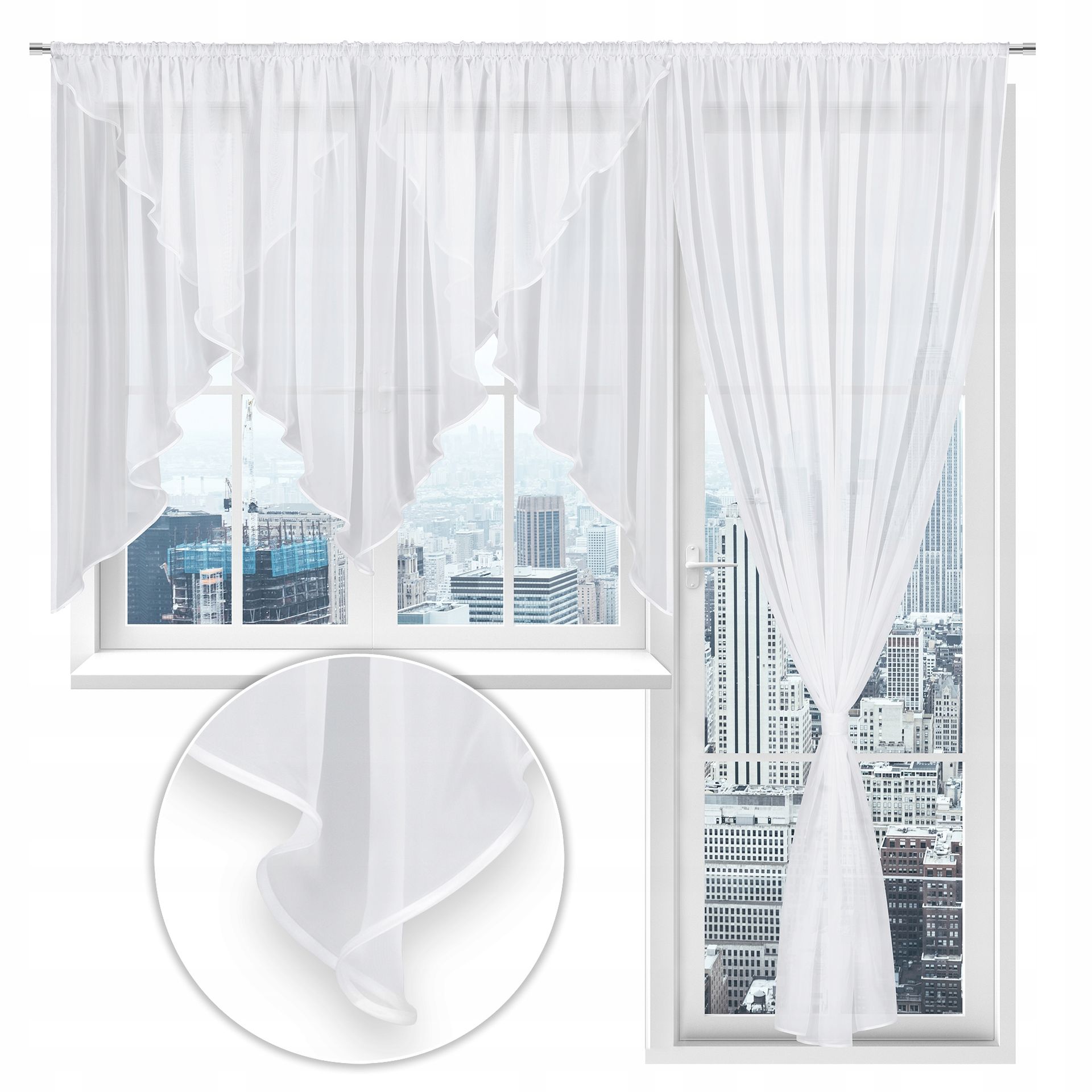 Firana okno balkon komplet Woal 300x145 200x250