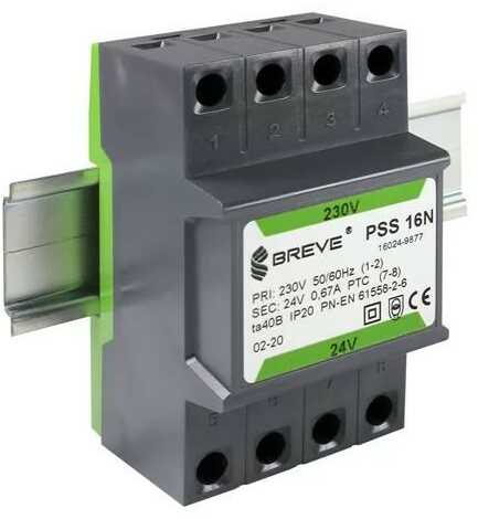 Breve Transformator 1-fazowy PSS 16N 16VA 230/24V /na szynę/ 16024-9877 16024-9877