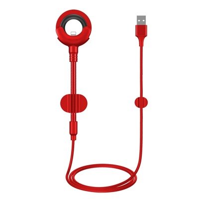 Baseus O-type | Uchwyt samochodowy na telefon + kabel USB - Lightning 2.1A 2w1 Iphone | czerwony CALOX-09