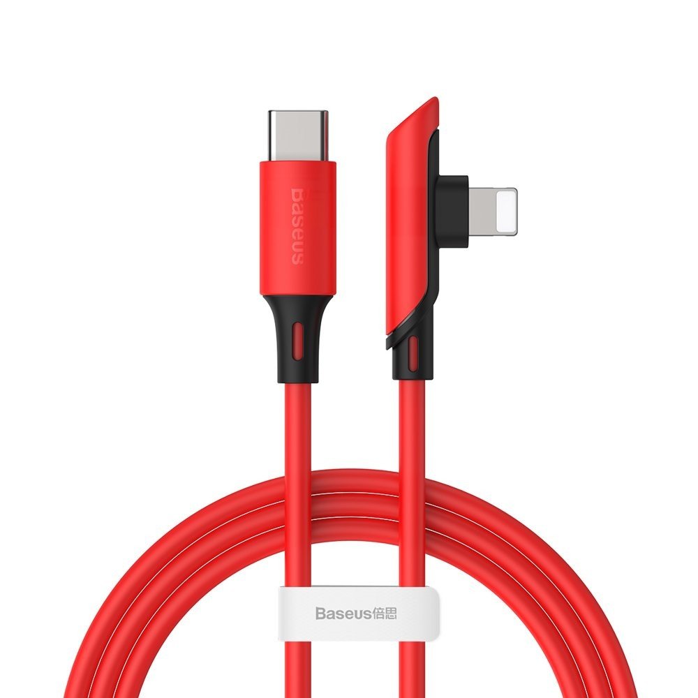 Baseus Kabel USB  Kabel kątowy USB-C do Lightning Baseus Colourful PD 18W 1.2m czerwony CATLDC-A09
