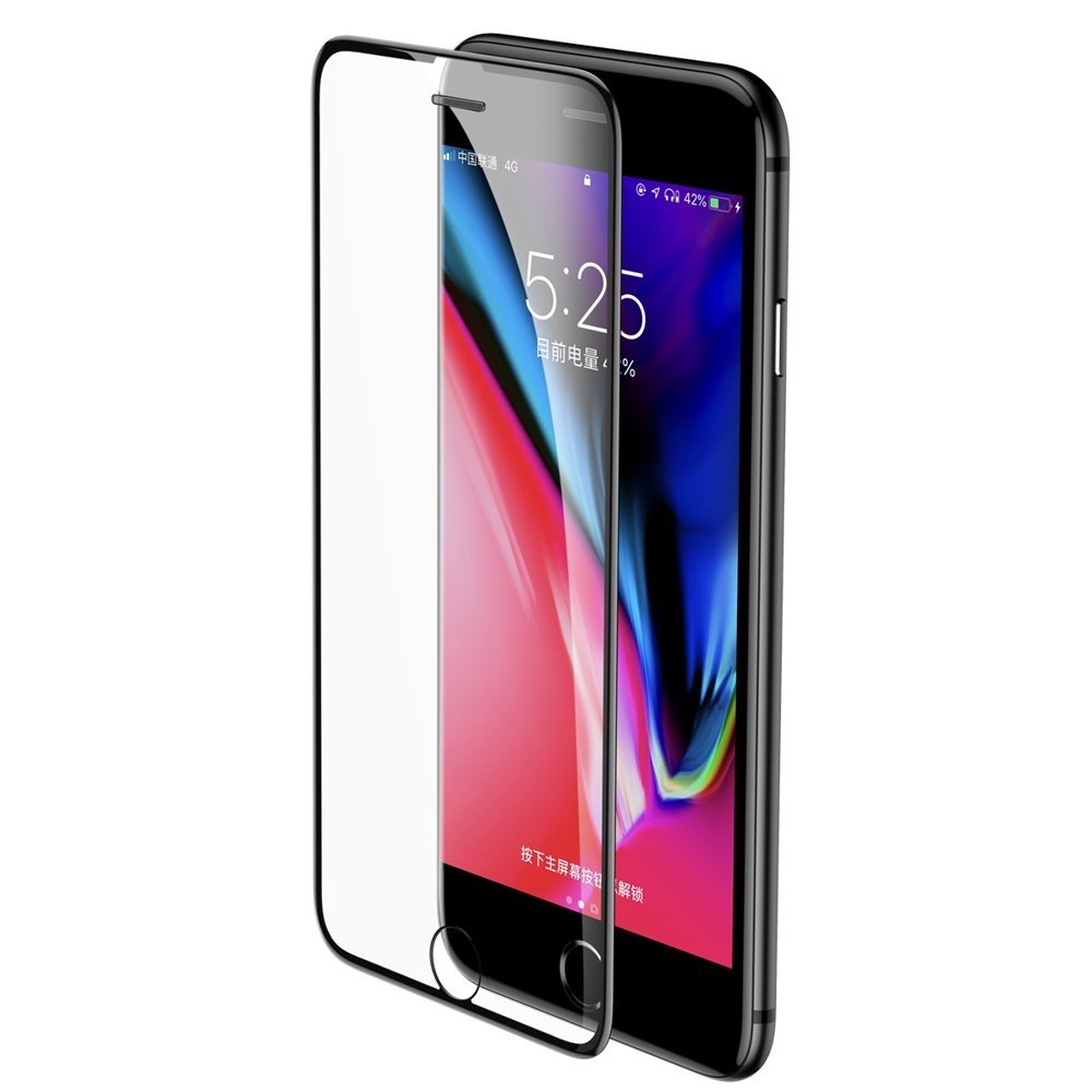 Baseus Baseus SGAPIPH8P-WA01 / Szkło hartowane na cały ekran z metalową osłoną na głośnik 9H do iPhone 6/6S/7/8 Plus / czarne SGAPIPH8P-WA01