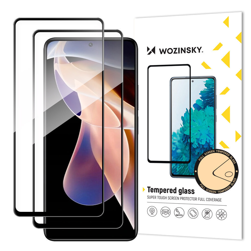 Wozinsky zestaw 2x super wytrzymałe szkło hartowane Full Glue na cały ekran z ramką Case Friendly Xiaomi Redmi Note 11 Pro+ / 11 Pro czarny