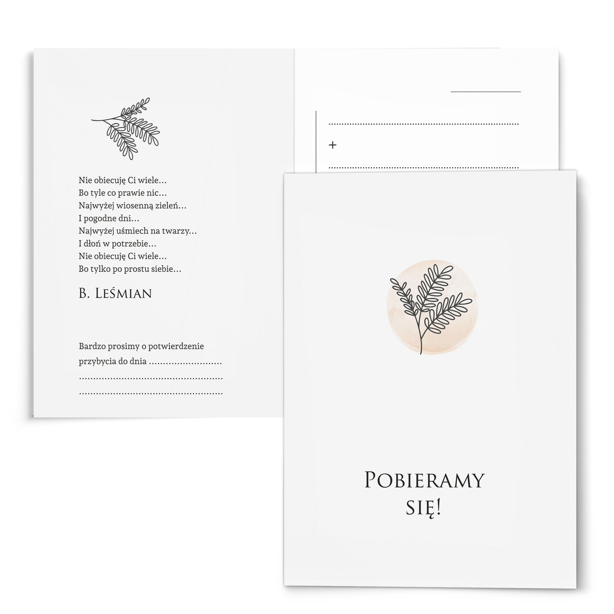 ZAPROSZENIA ŚLUBNE GOTOWE z kopertą ZSM02