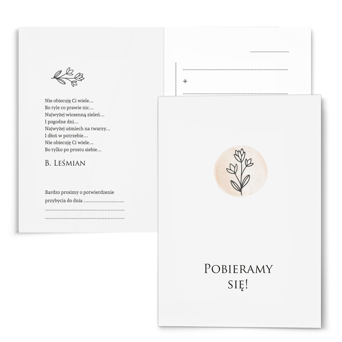 ZAPROSZENIA ŚLUBNE GOTOWE z kopertą ZSM01