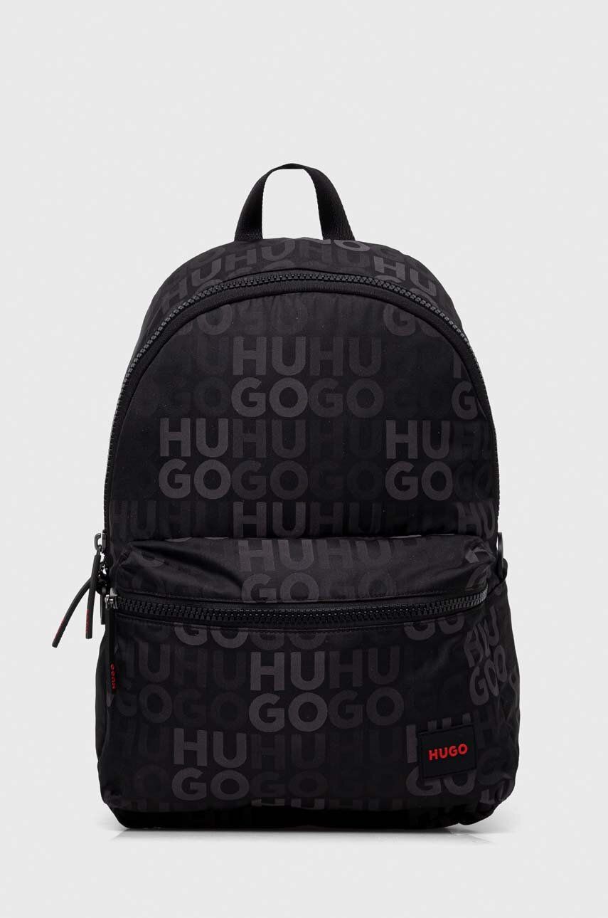 HUGO plecak męski kolor czarny duży wzorzysty - Hugo