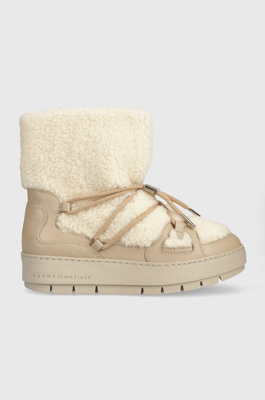 Tommy Hilfiger śniegowce TOMMY TEDDY SNOWBOOT kolor beżowy FW0FW07505