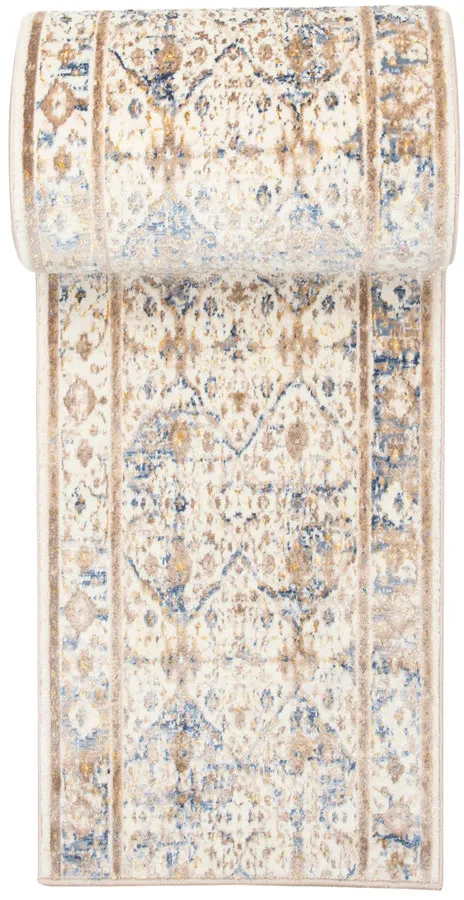 Beżowo-kremowy wzorzysty chodnik na metry E2-F55