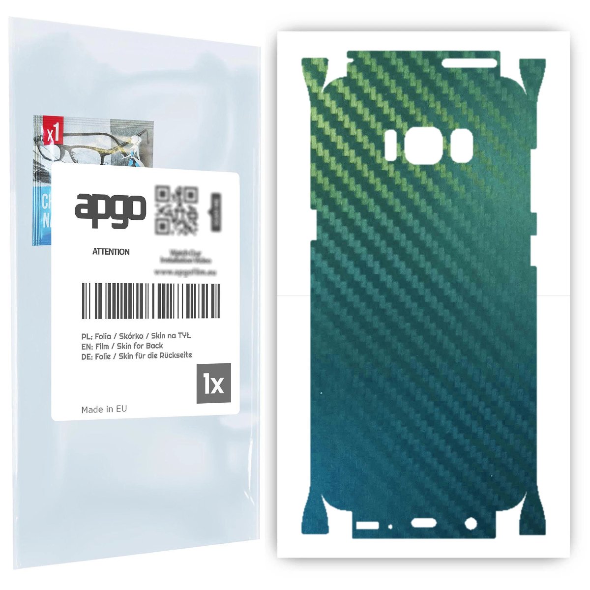 Folia naklejka skórka strukturalna na TYŁ+BOKI do Samsung Galaxy S8 -  Carbon Kameleon CAKA1 - apgo SKINS