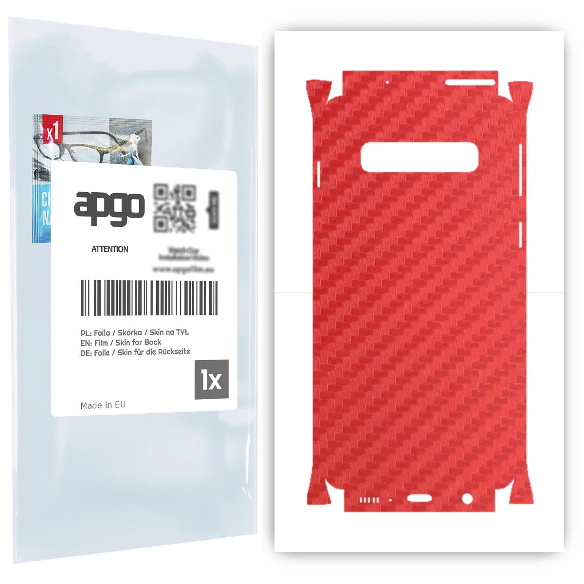 Folia naklejka skórka strukturalna na TYŁ+BOKI do Samsung Galaxy S10 -  Carbon Czerwony - apgo SKINS