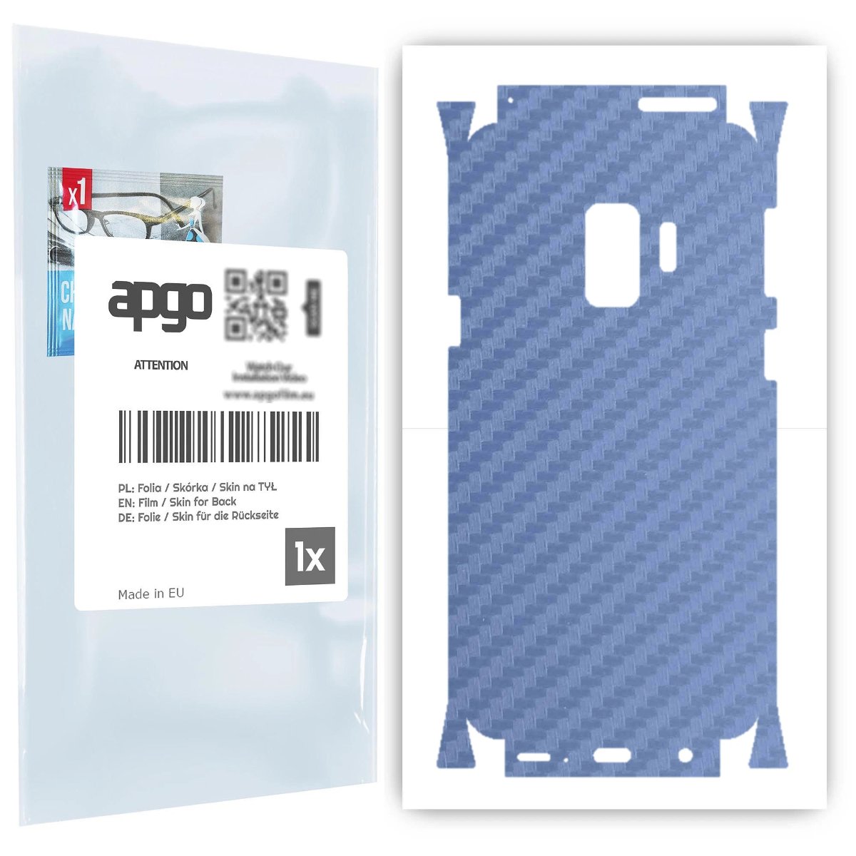 Folia naklejka skórka strukturalna na TYŁ+BOKI do Samsung Galaxy S9 -  Carbon Granatowy - apgo SKINS