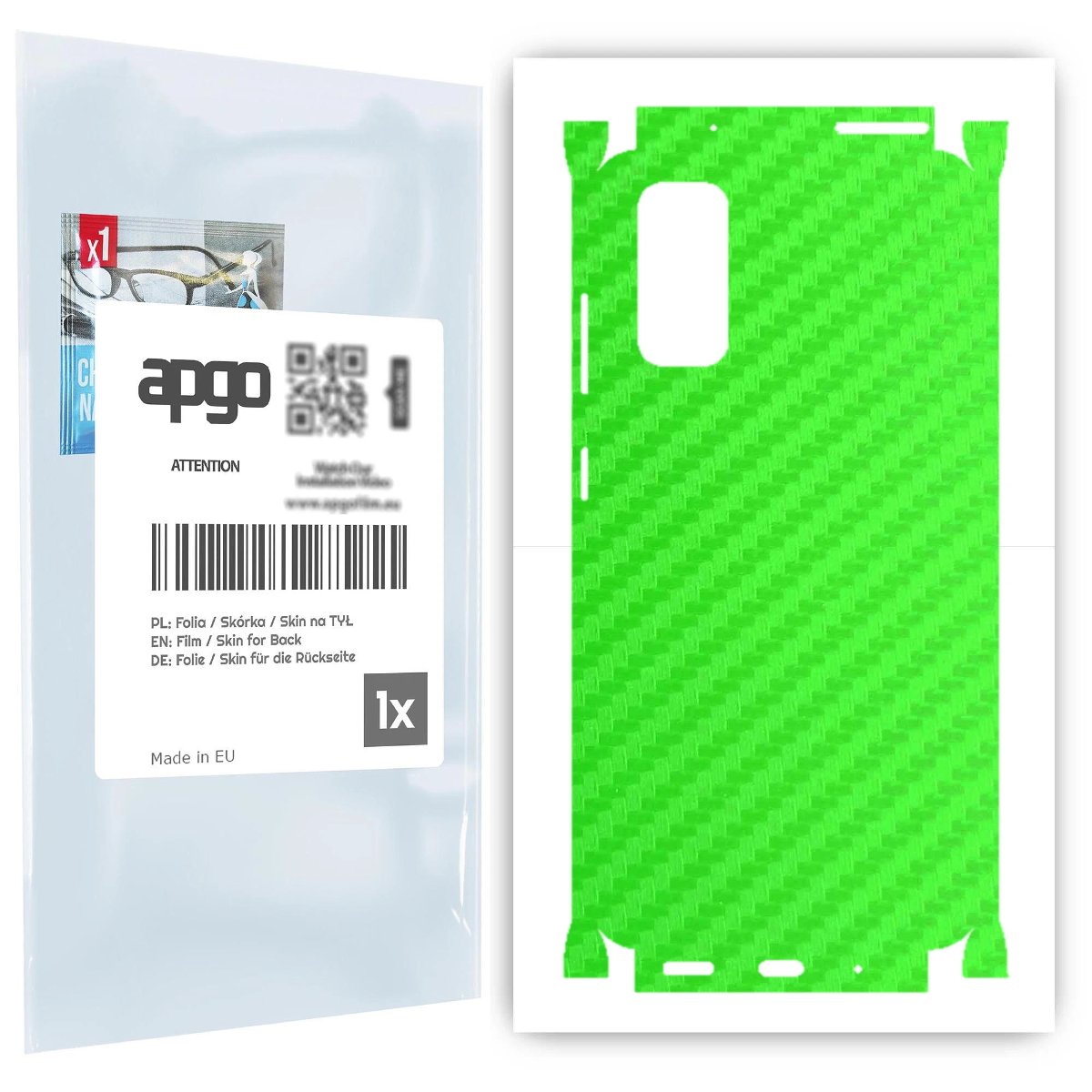 Folia naklejka skórka strukturalna na TYŁ+BOKI do Samsung Galaxy S20 5G -  Carbon Zielony - apgo SKINS