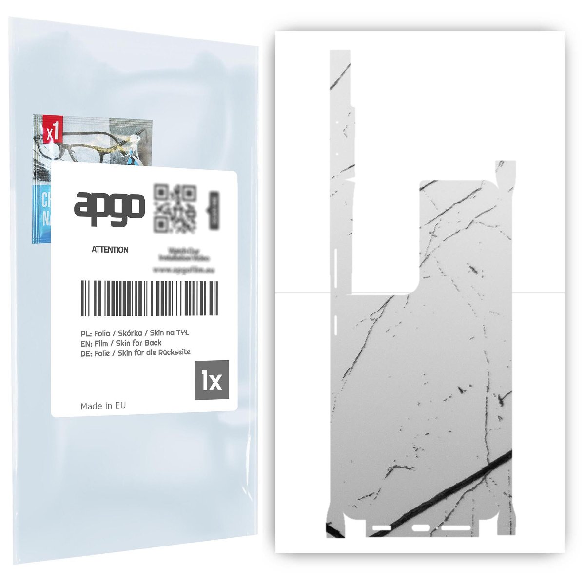 Folia naklejka skórka strukturalna na TYŁ+BOKI do Samsung Galaxy S21 Ultra 5G -  Marmur Biały - apgo SKINS