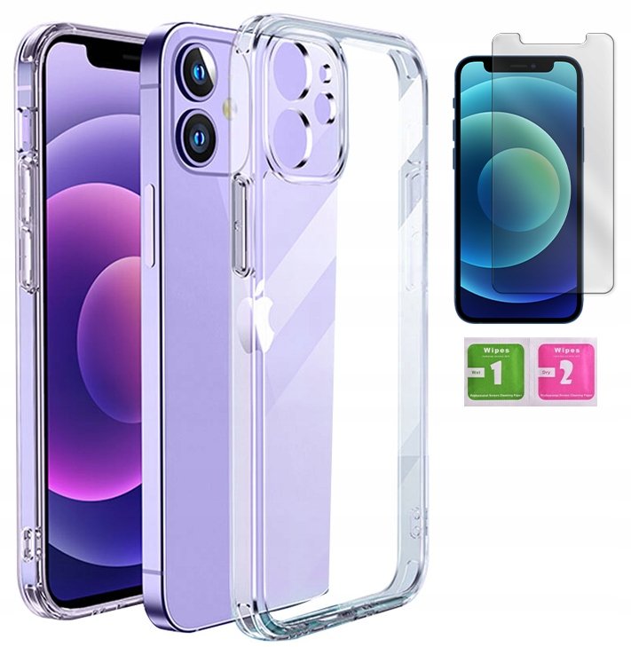 ETUI PRZEZROCZYSTE 2MM DO IPHONE 12 MINI +SZKŁO 9H