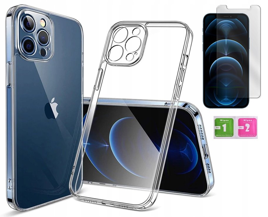 ETUI PRZEZROCZYSTE 2MM DO IPHONE 12 PRO MAX +SZKŁO