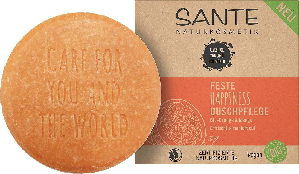 Sante Happiness, Kostka Pod Prysznic Z Organiczną Pomarańczą I Mango, 80g