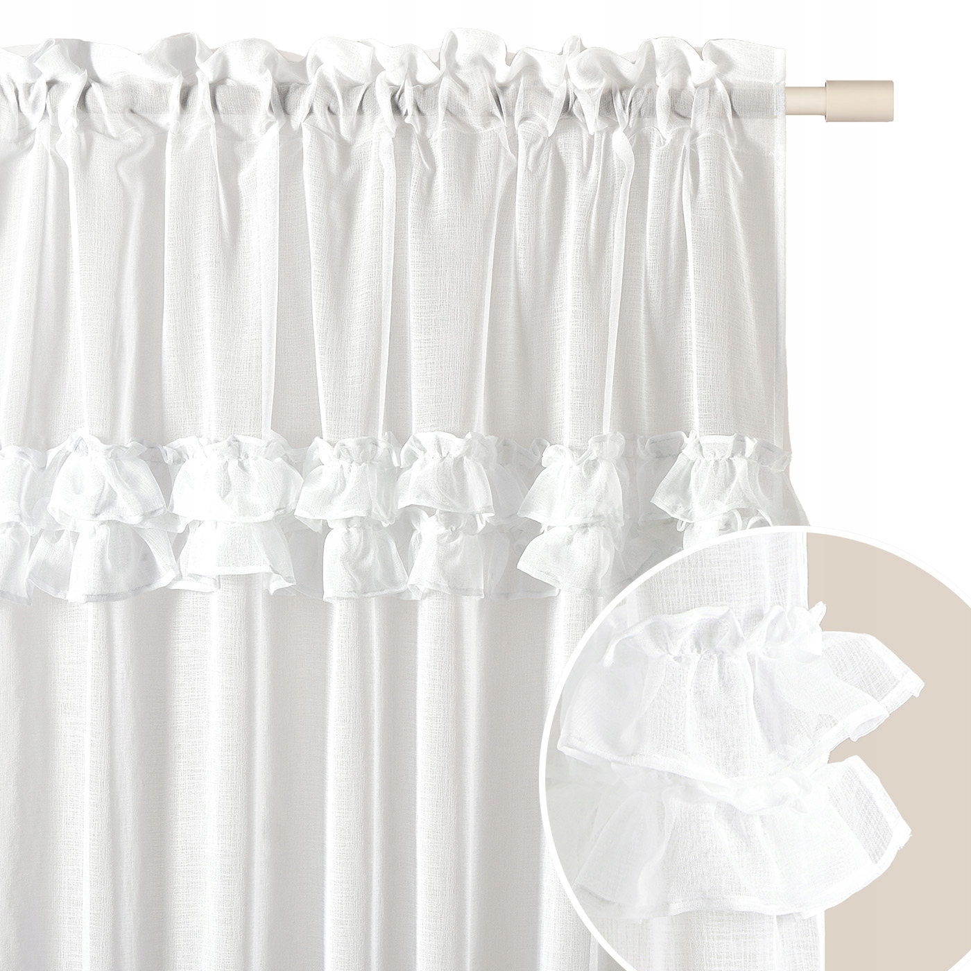 Firanka falbany 300x250 firana gotowa taśma Frilla