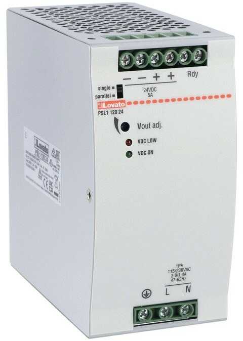 BCS lovato Zasilacz jednofazowy 115-230V AC/24V 120W 5A modułowy) PSL112024 PSL112024