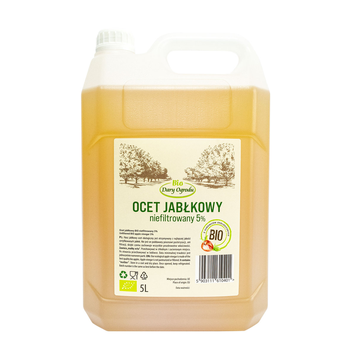 Naturo, Ocet jabłkowy niefiltrowany, 5 l