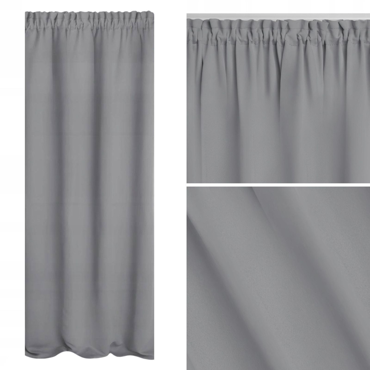 Zasłona 140 x 270 Blackout Taśma Hold Szary