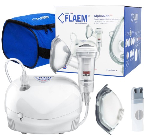 FLAEM NEW ALPHANEB 4.0 Inhalator pneumatyczno-tłokowy z 4 trybowym nebulizatorem RF9/etui/ 5lat gwarancji