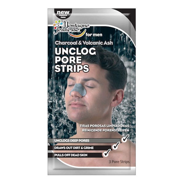 Paski węglowe do twarzy Montagne Jeunesse Charcoal & Volcanic Ash Unclog Pore Strips 3 Units (83800042784)