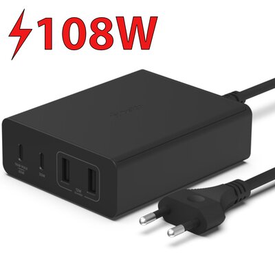 BELKIN ŁADOWARKA 108W 4-PORTY USB GAN DESKTOP BLK
