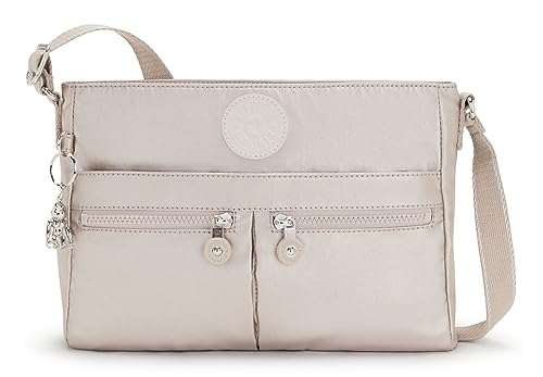 Kipling New Angie Mały Crossbody, 27.5 x 20.5 x 7.5, Metallic Glow, Grey