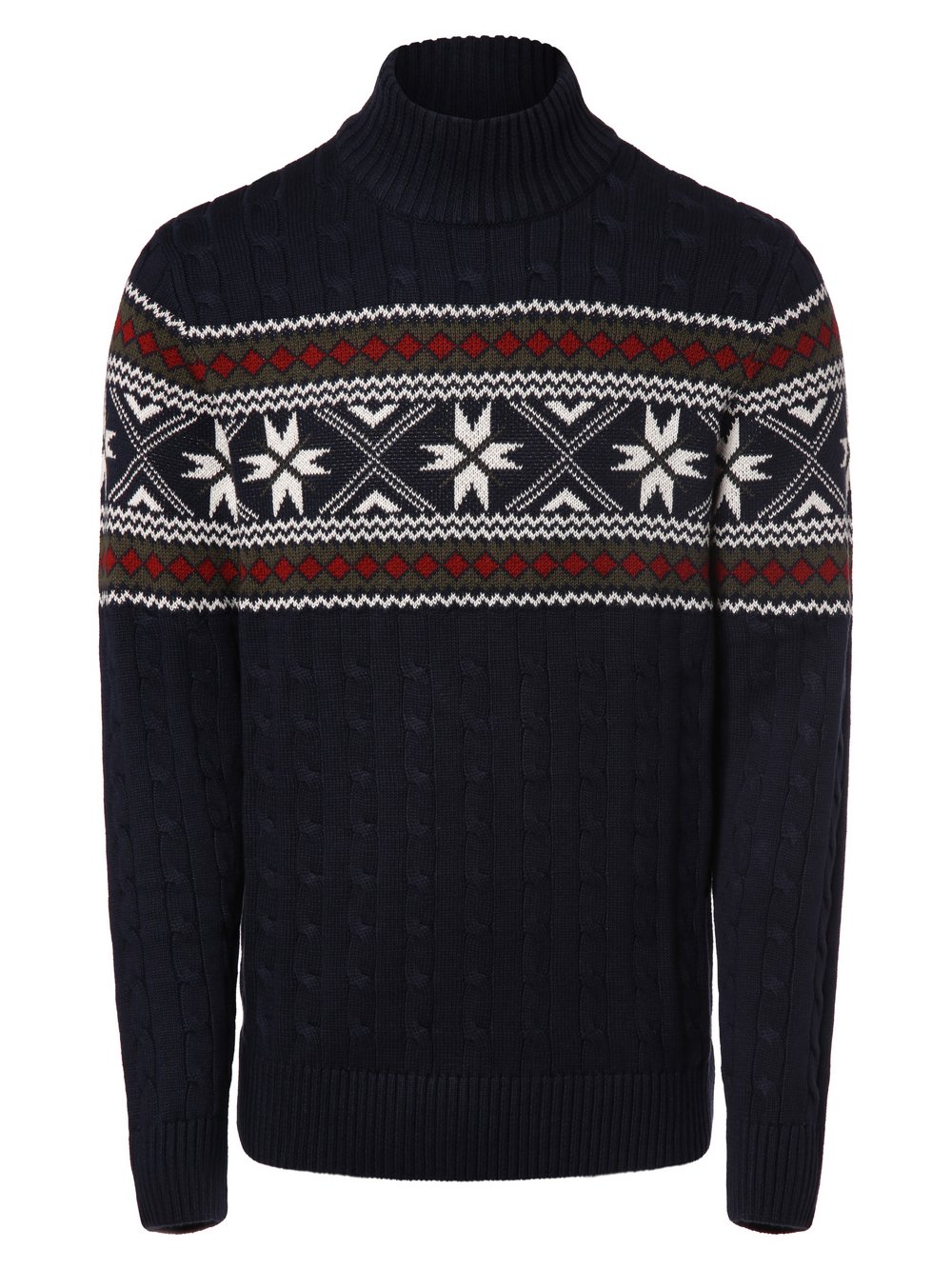 Selected - Sweter męski  SLHFlake, niebieski|biały|czerwony