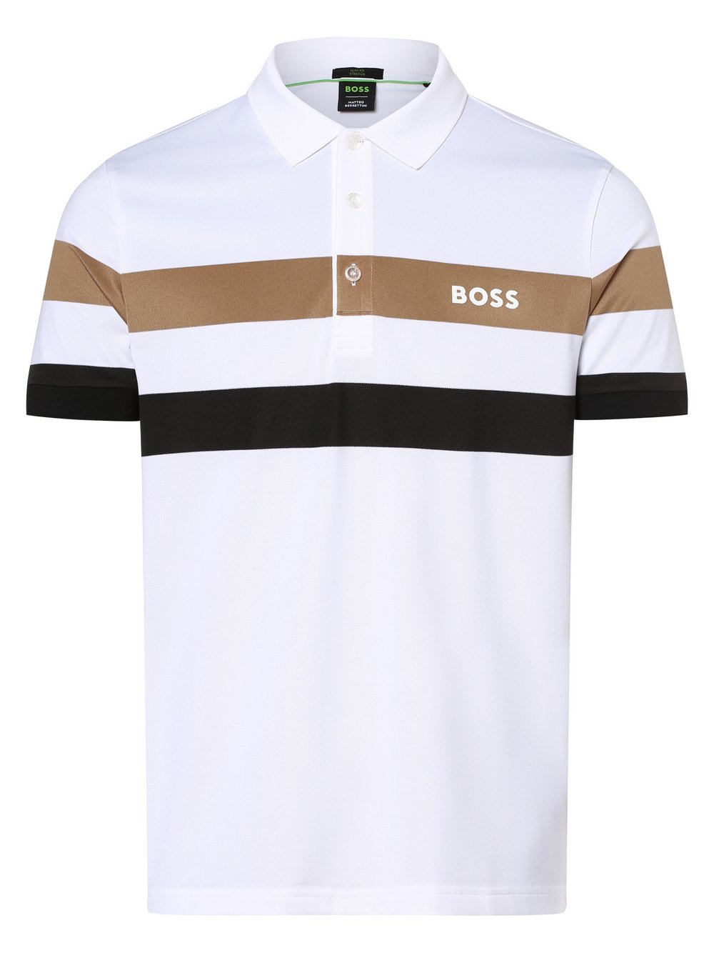 BOSS Green - Męska koszulka polo  Patteo MB 9, biały|brązowy|czarny