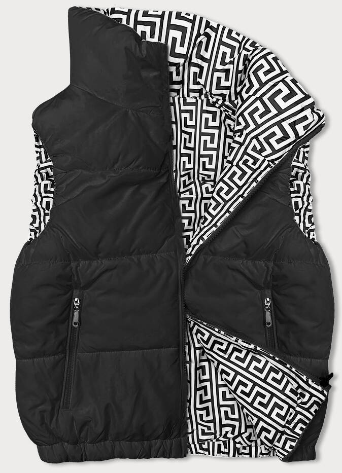 KRÓTKI PUCHOWY BEZRĘKAWNIK DAMSKI ZE STÓJKĄ CZARNY (16M9092-392) - J STYLE