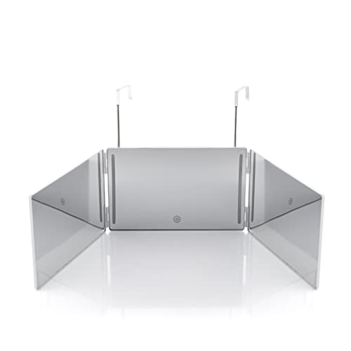 InnovaGoods - Lustro Łazienkowe z Oświetleniem LED, 360º Widoczność, Składana Konstrukcja, Dotykowy Przełącznik, Akumulatorowe, Białe, 24 LED