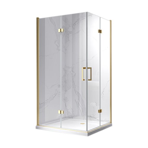 Złota kabina prysznicowa drzwi składane prostokątna 90x80 KZ12AG