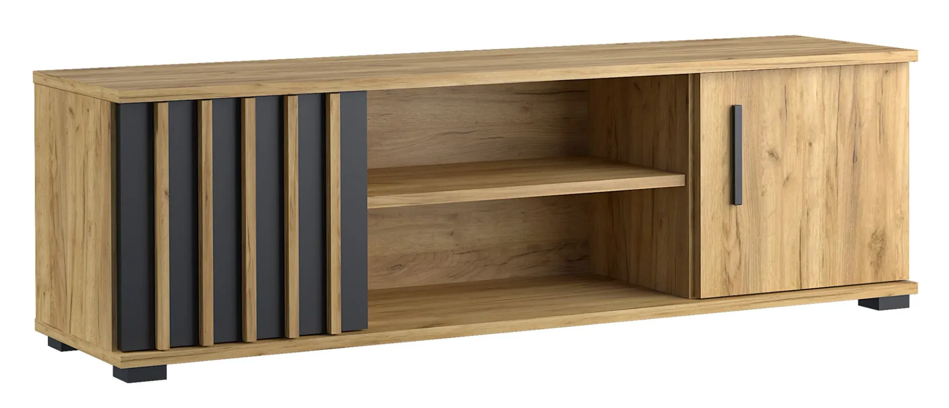 Stojąca szafka RTV z drzwiczkami i lamelami w stylu loft G0-H23