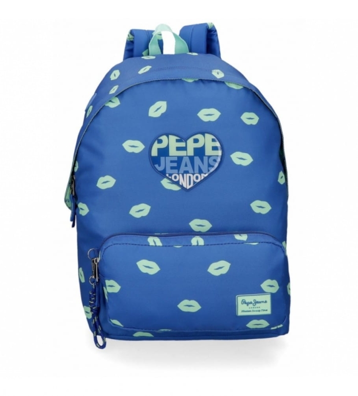 Plecak szkolny dla dziewczynek Pepe Jeans Darienne Aguamarina z portem USB niebieski