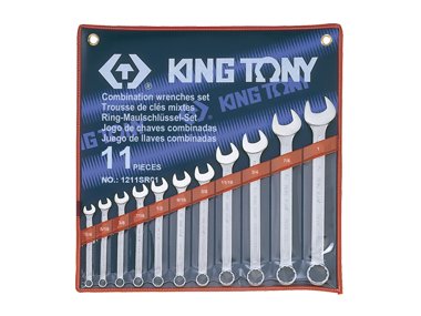 KING TONY Zestaw kluczy płasko-oczkowych 1211SR01, 1/4-1''