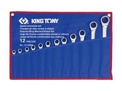 King Tony Zestaw Kluczy Płasko-Oczkowych 8-24Mm Z Grzechotką Jednokierunkową W Etui/12Szt.