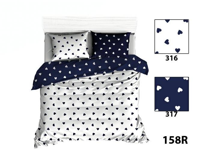Poszewka 50x60 R158 biala granatowa serduszka