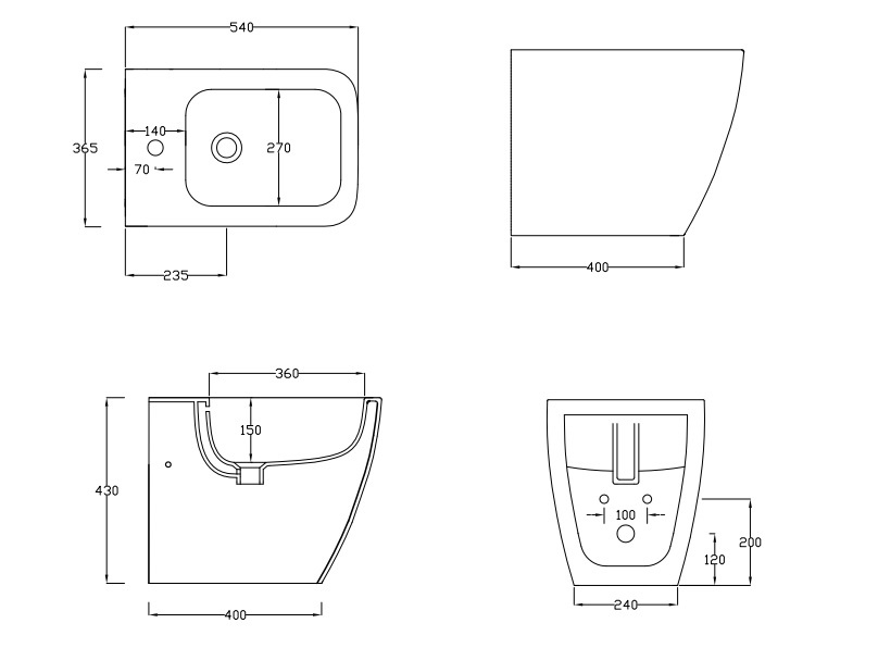 Hidra Kiub Bidet stojący 54x36,5 cm biały KI14.001 - odbiór osobisty: Kraków, Warszawa