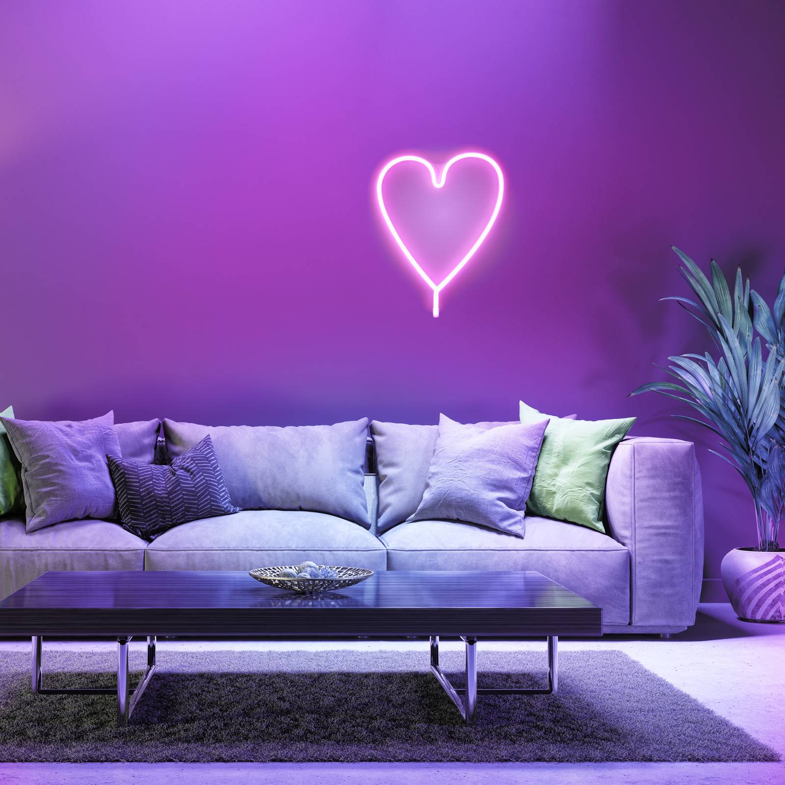 Leuchten Direkt Kinkiet LED Neon Serce, USB